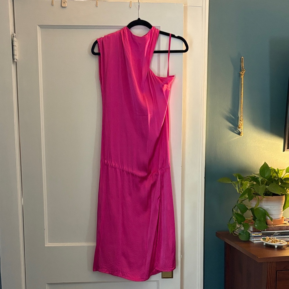 Corey Lynn Calter One Shoulder Fuchsia Dress
